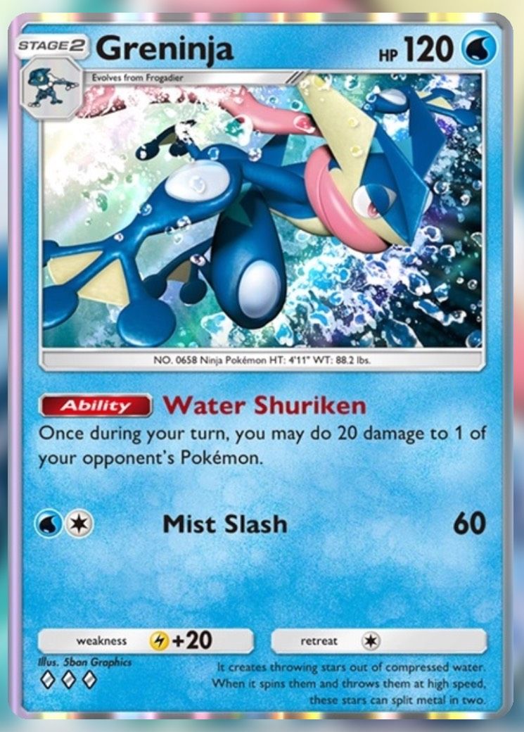 The Greninja from Genetic Apex Charizard in Pokemon Trading Card Game Pocket.