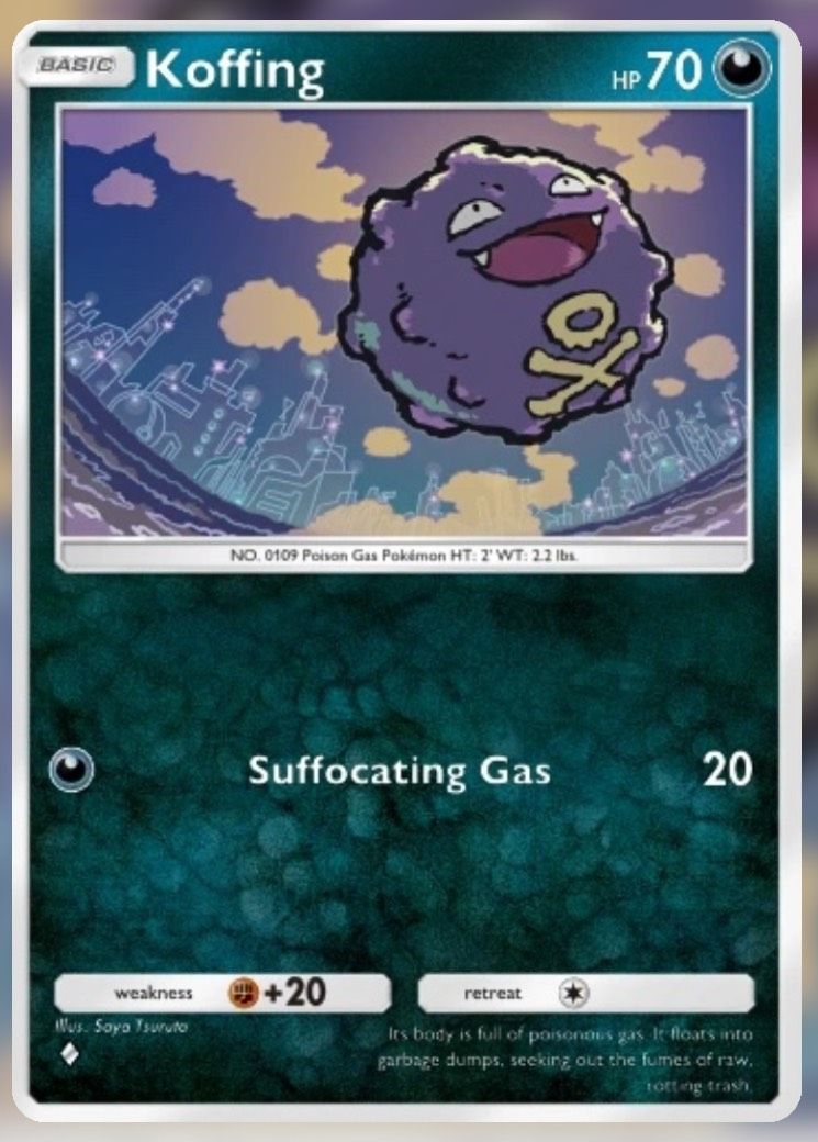 The Koffing from Genetic Apex Mewtwo in Pokemon Trading Card Game Pocket.