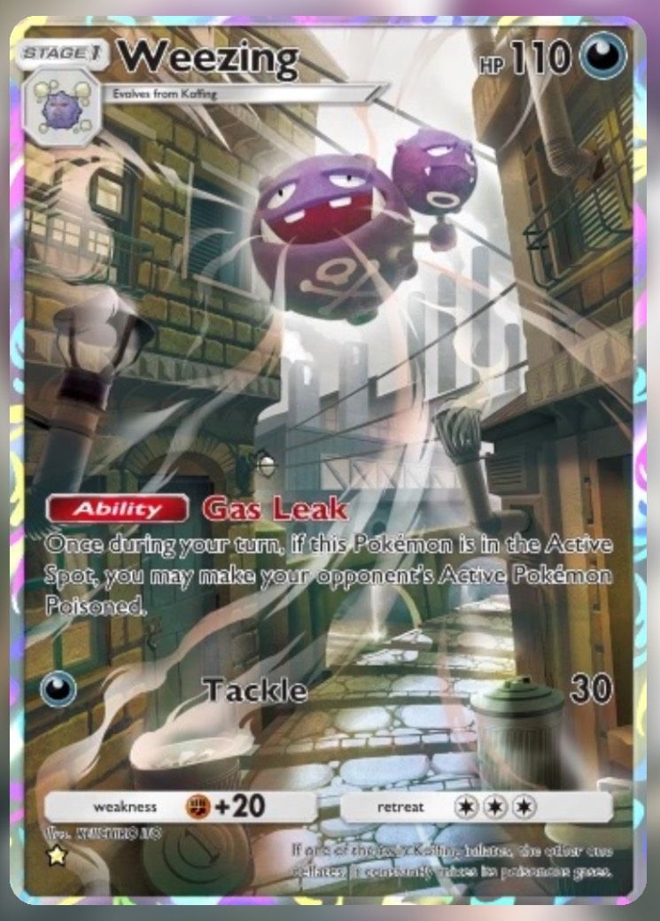 The Weezing Full Art from the Pokemon Trading Card Game Pocket.