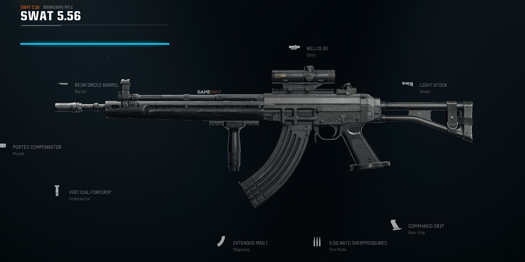 Screenshot showcasing the best SWAT 5.56 build in Warzone 