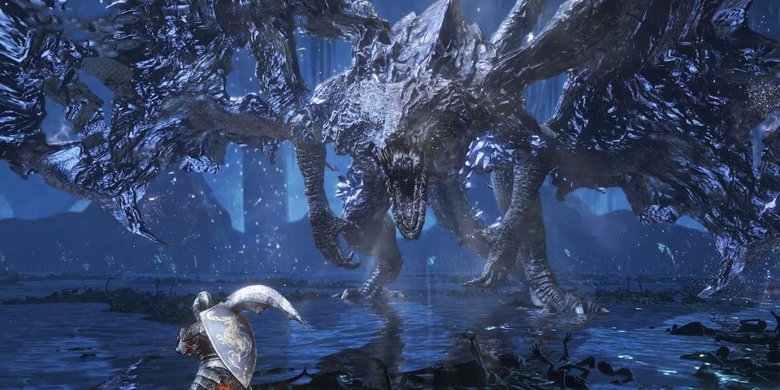 The hidden dragon Darkeater Midir in Dark Souls 3.