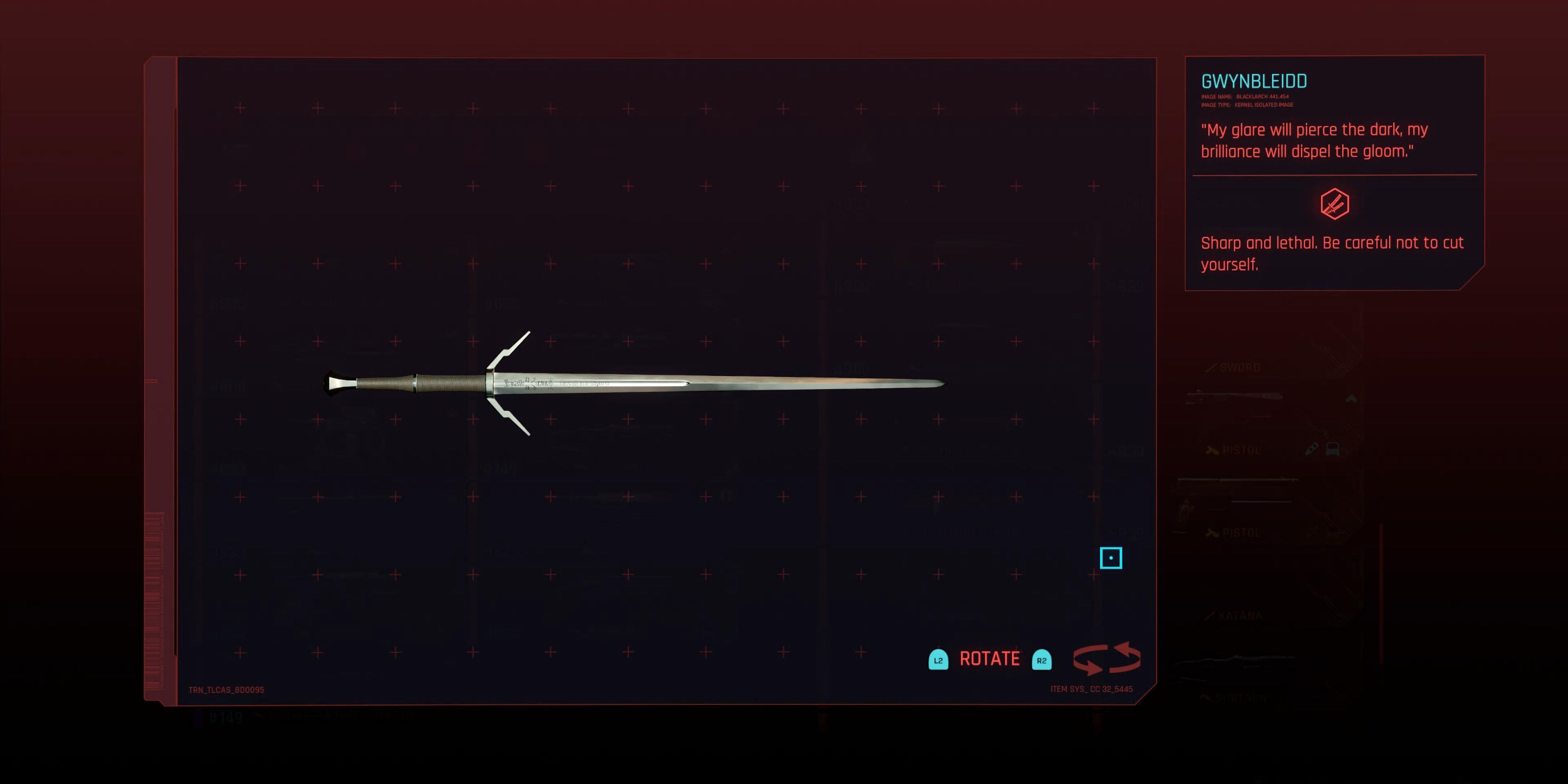 Gwynbleidd melee weapon