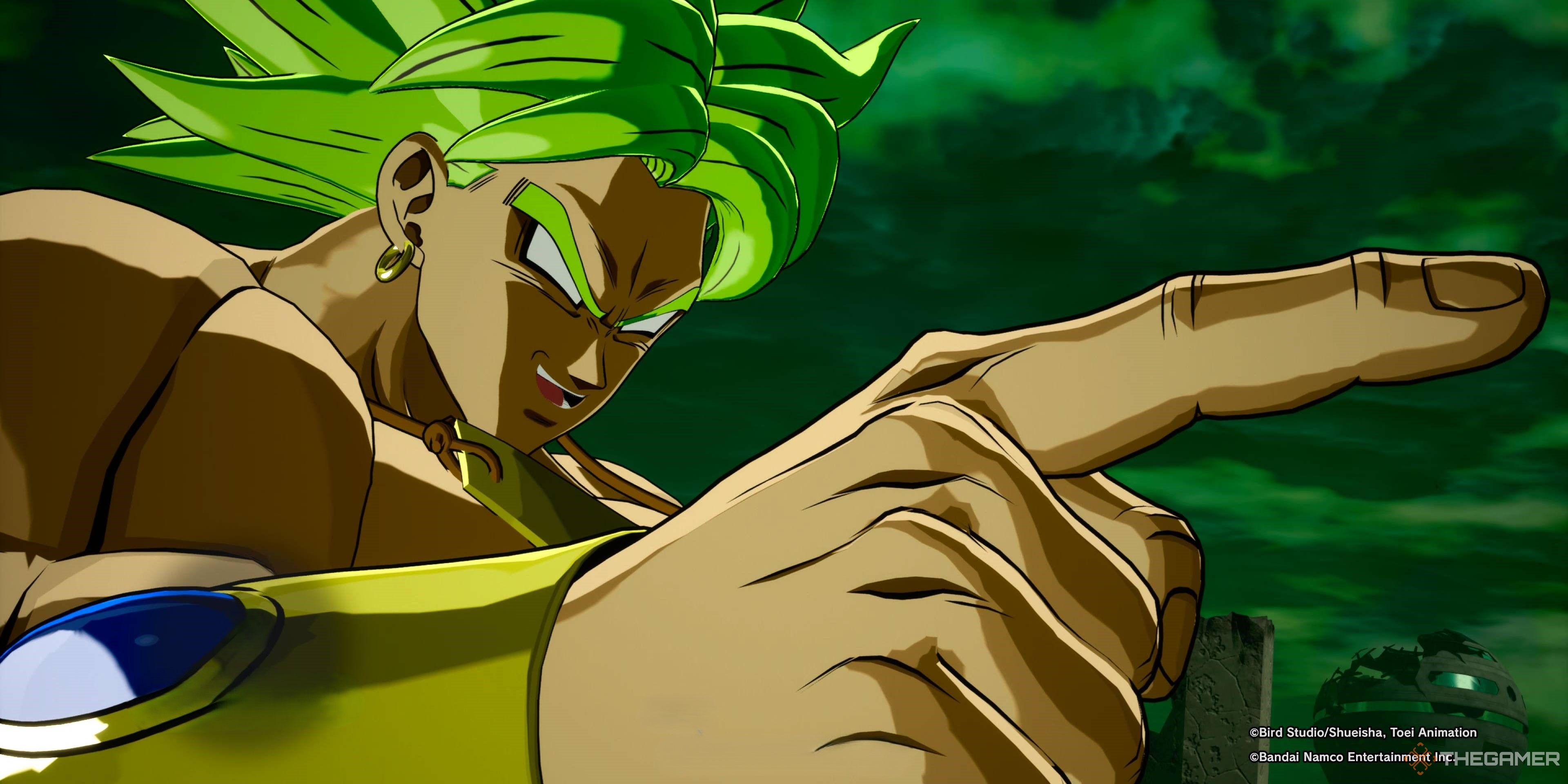 Broly pointing to his opponent offscreen in Dragon Ball: Sparking Zero.