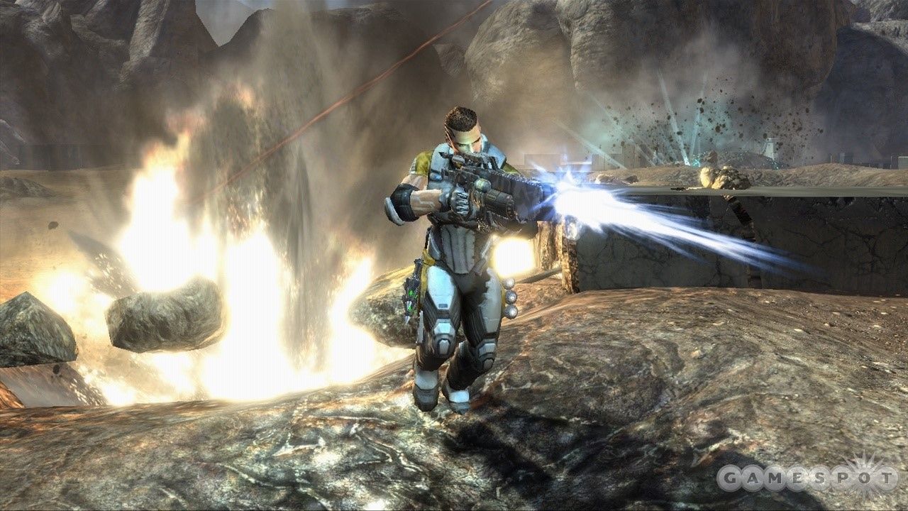 A screenshot from the video game Fracture.