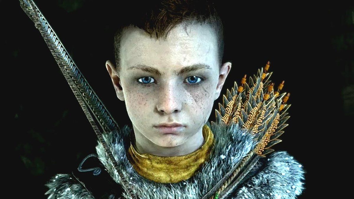 Atreus from God of War (2018) staring into the camera. 