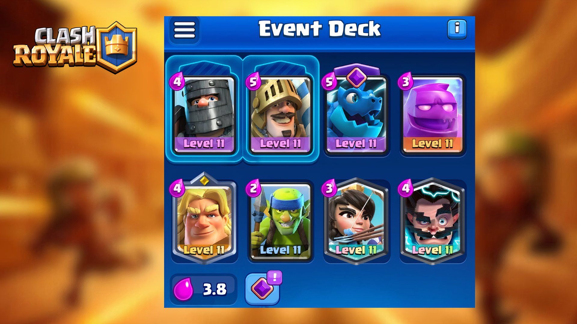 dark elixir event deck three clash royale