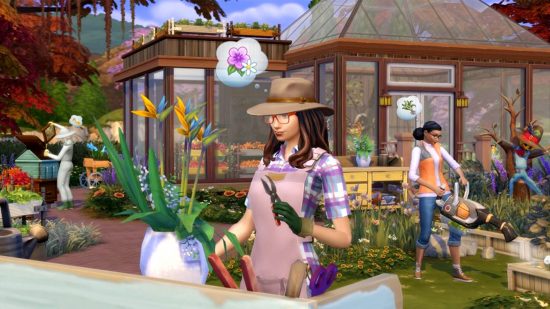 Sims 4 cheats: A Sim gardening in the Sims 4 Seasons expansion