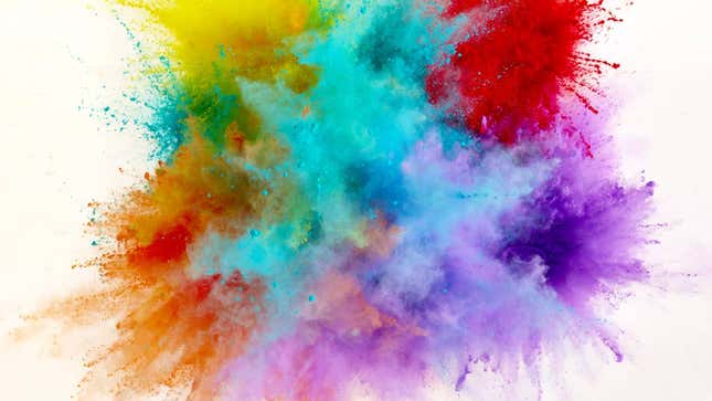 An explosion of paint in many different colors.