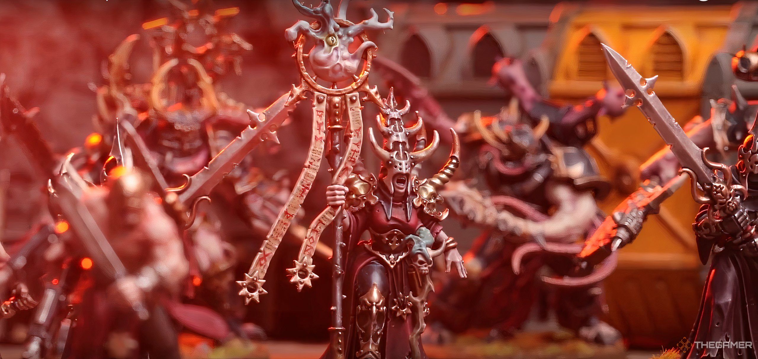 A Chaos Space Marine Dark Commune from Warhammer 40,000 tabletop.