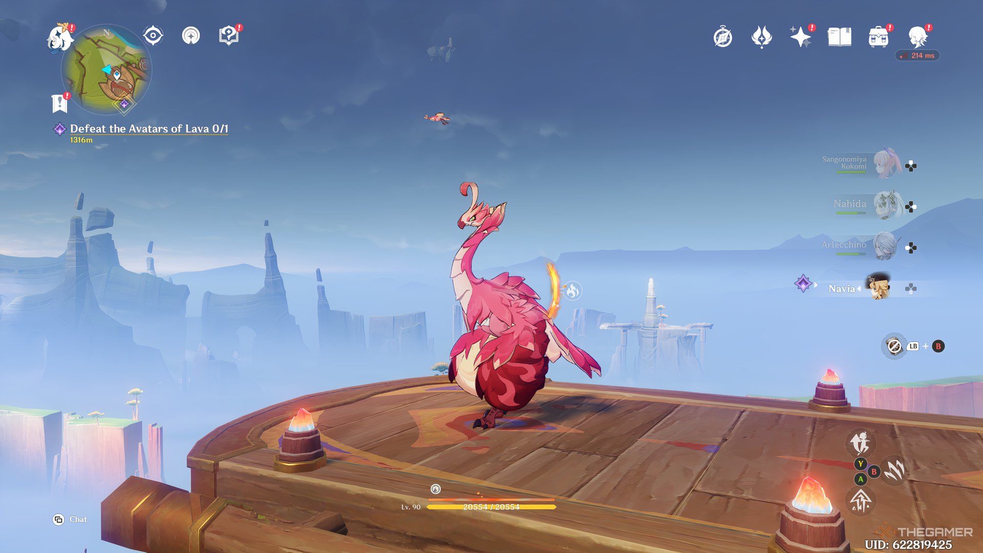 The Qucusaurus is standing on a platform in Genshin Impact.