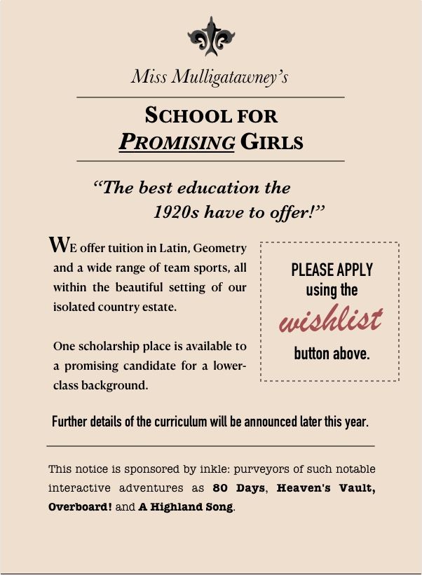 miss mulligatawney's school for promising girls invite