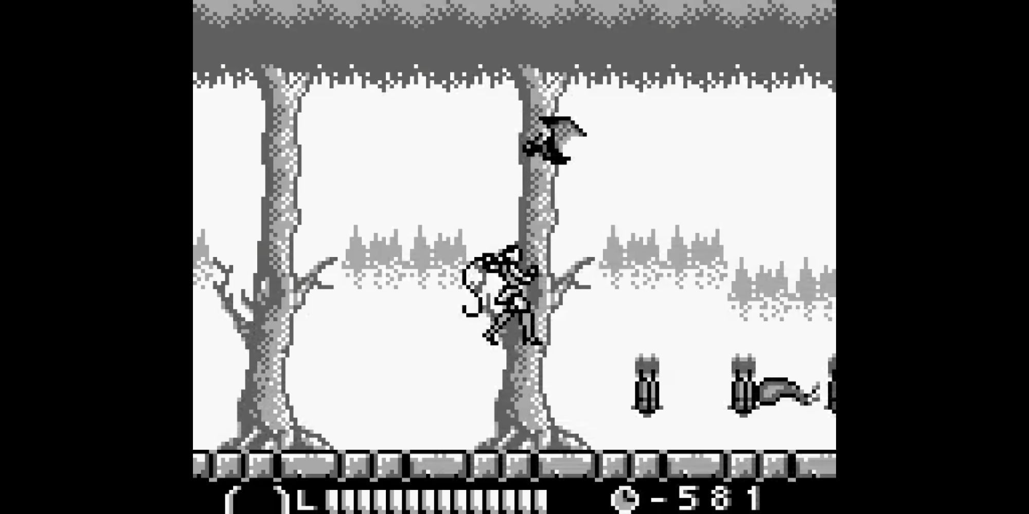 Sonia Belmont jumps in the air to attack an enemy.