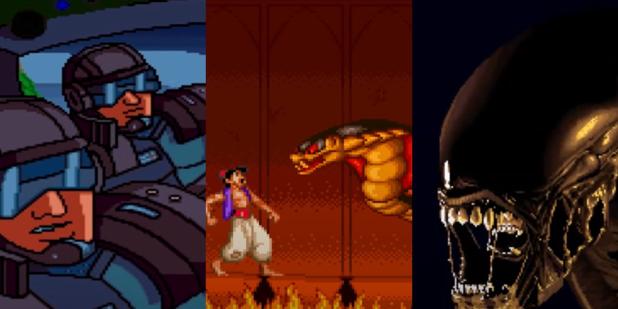 Jurassic Park 2 The Chaos Continues, Aladdin the Game and Alien Xenomorph on Super Nintendo