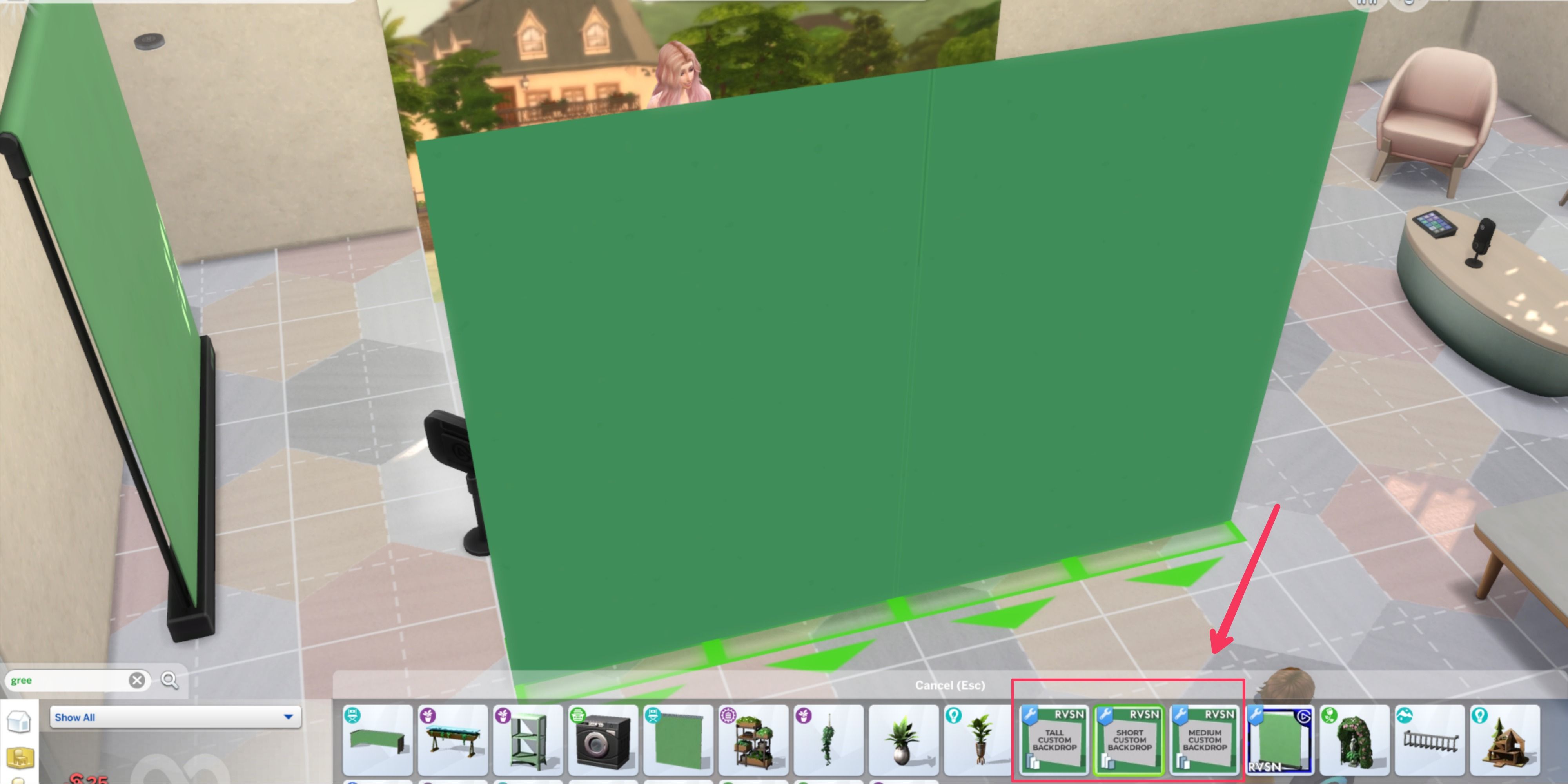 Greenscreen location in the sims 4