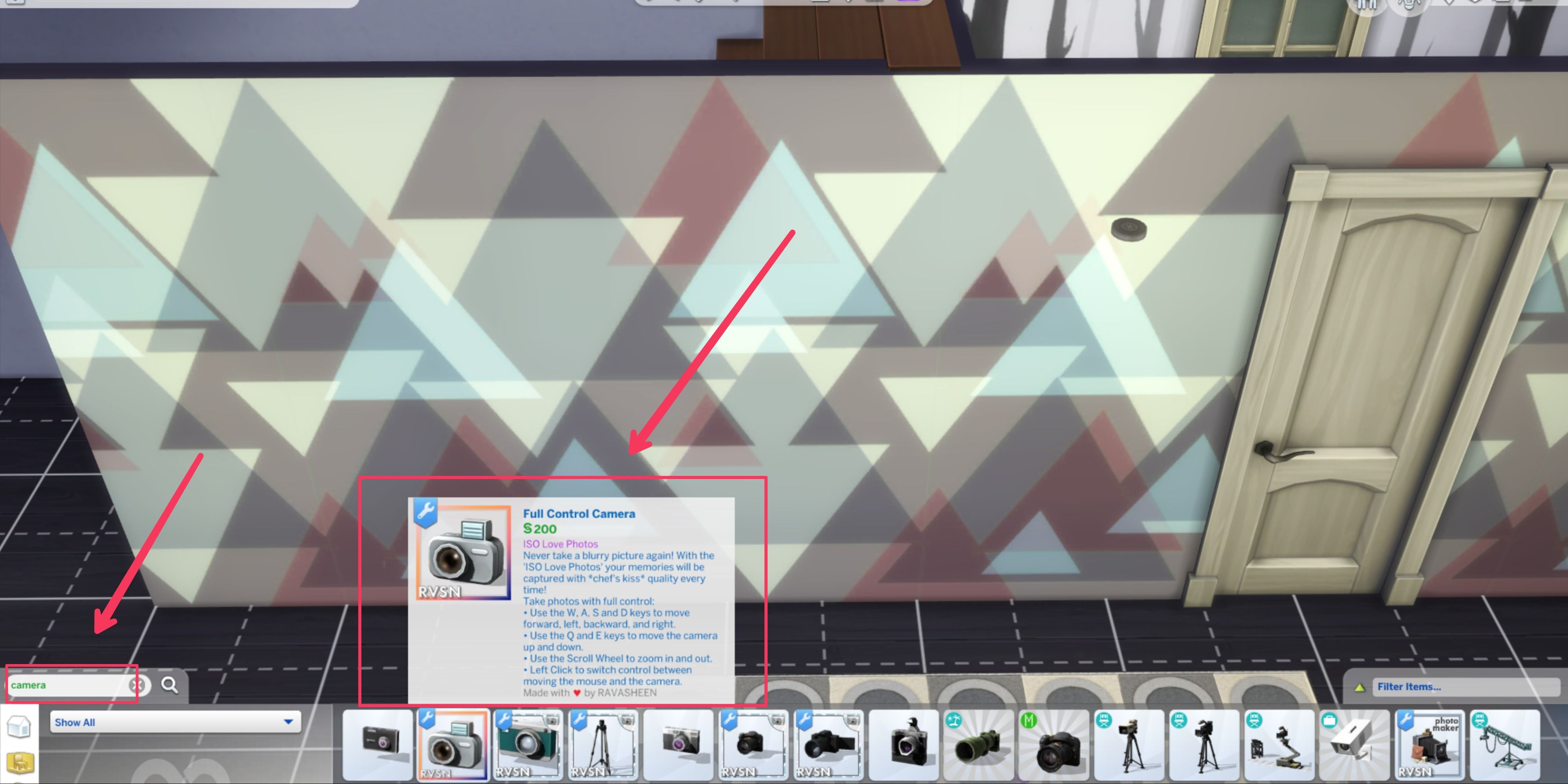 the full control camera location in the sims 4