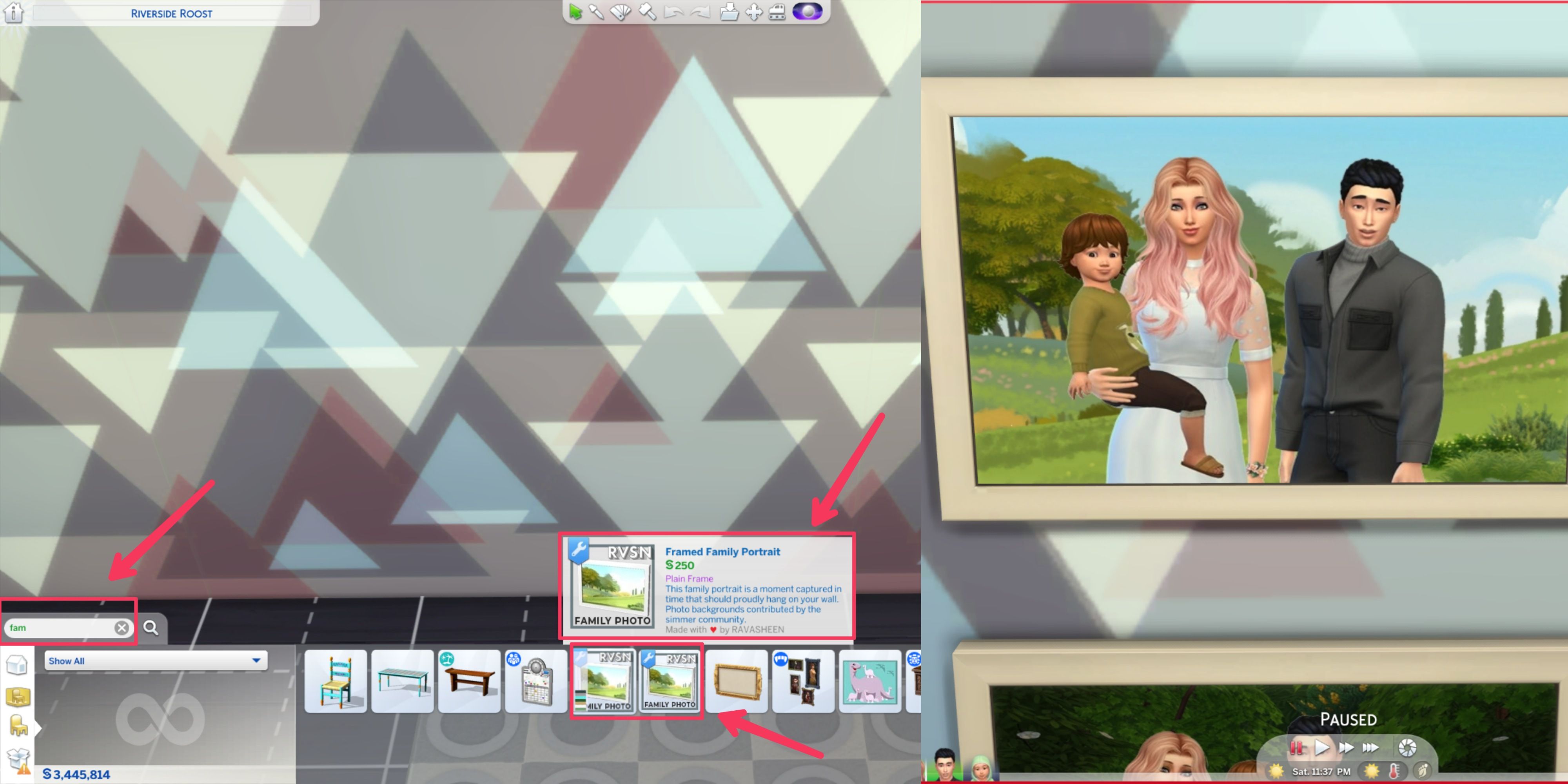 framed family portraits in the sims 4