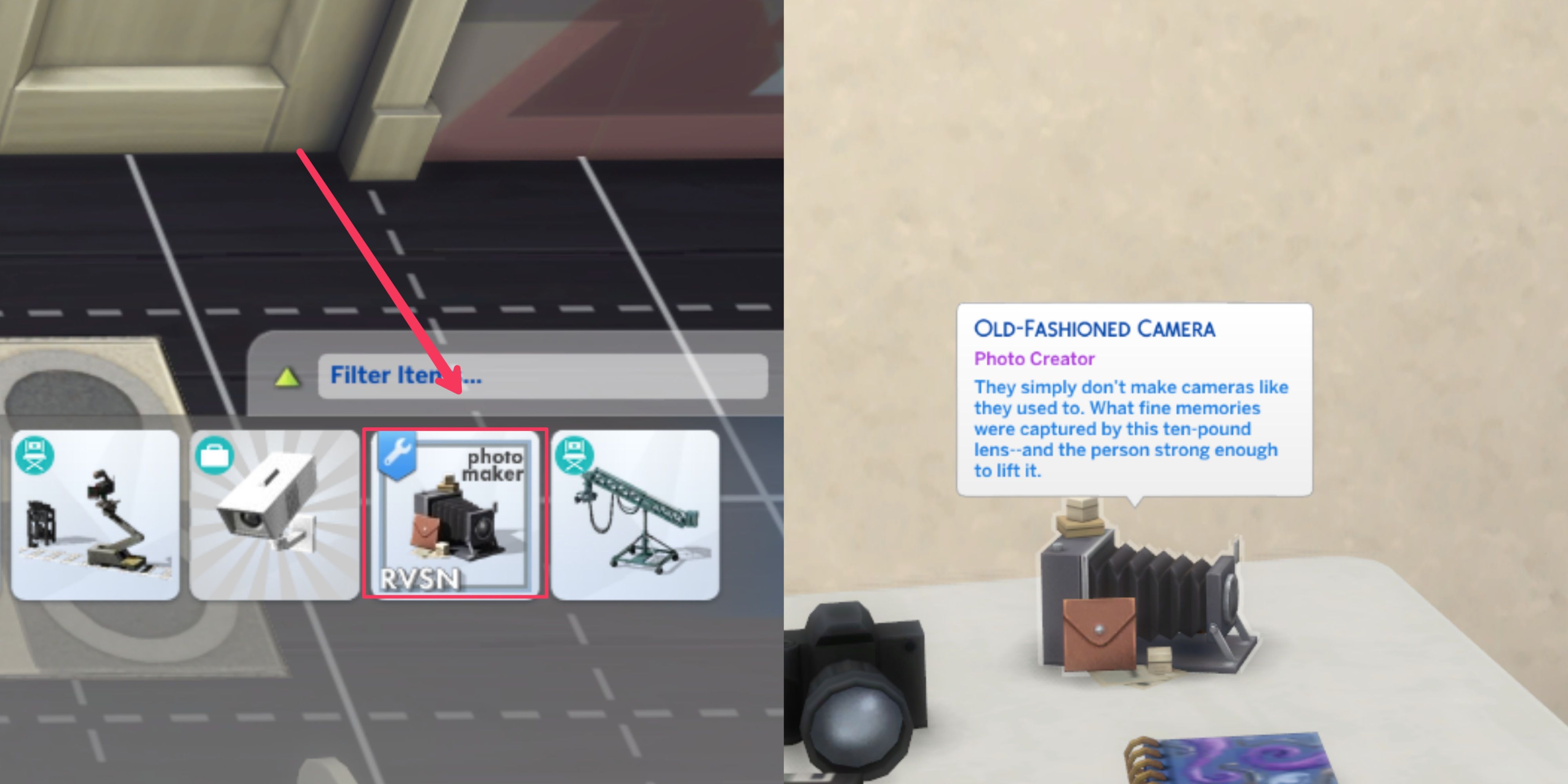 the old fashioned camera in the sims 4