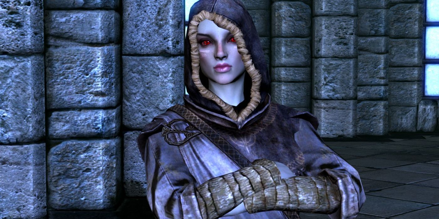 Skyrim Brelyna Maryon modded in the College of Winterhold