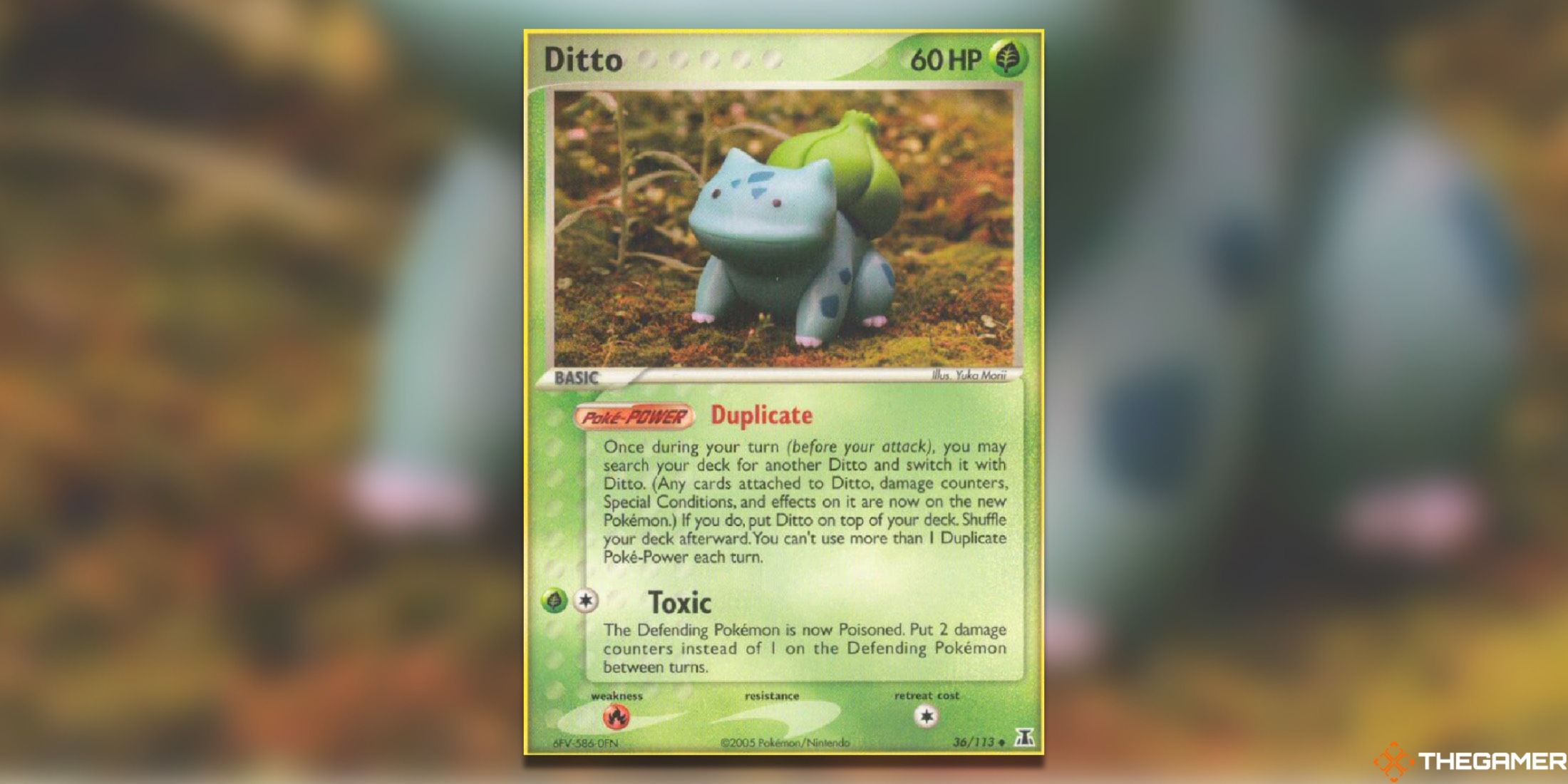 The Bulbasaur Ditto from Delta Species in the Pokemon TCG.