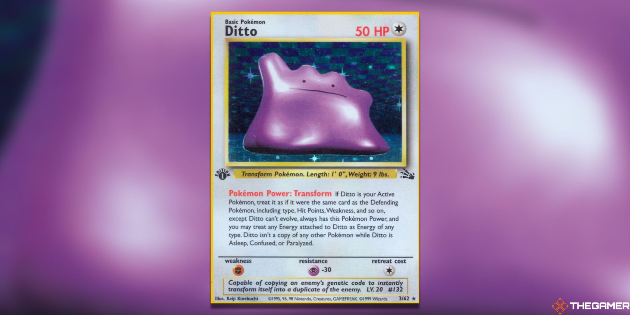 The Ditto Fossil First Edition from the Pokemon TCG.