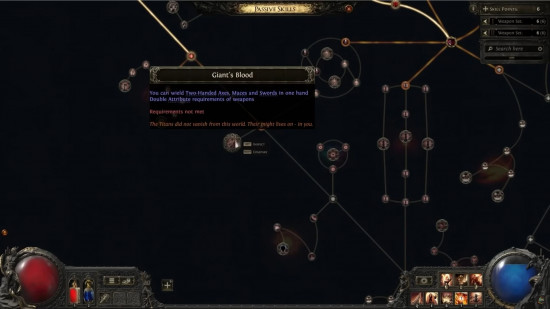 Path of Exile 2 Warrior class: a sprawing web of skills equippable in a videogame.