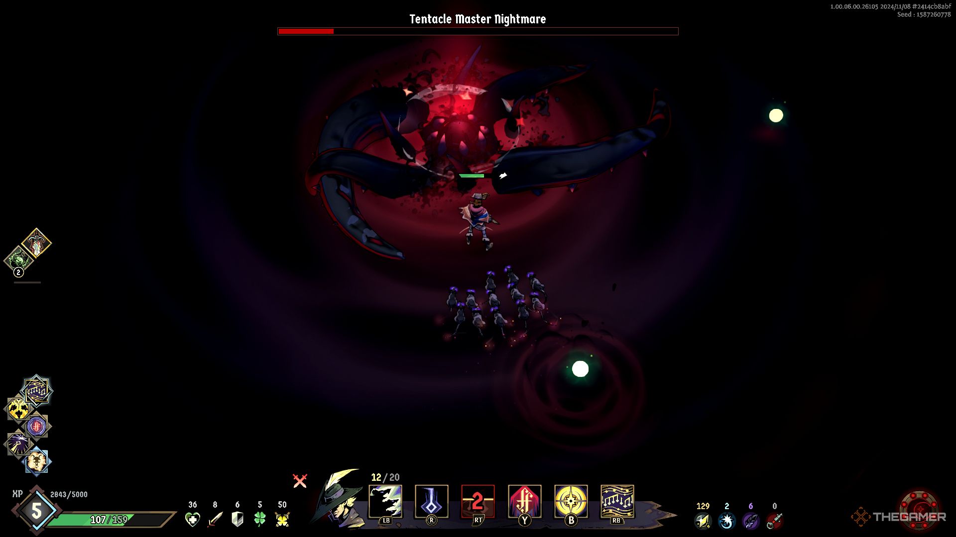 Ravenswatch screenshot of Tentacle Master Nightmare stunned.