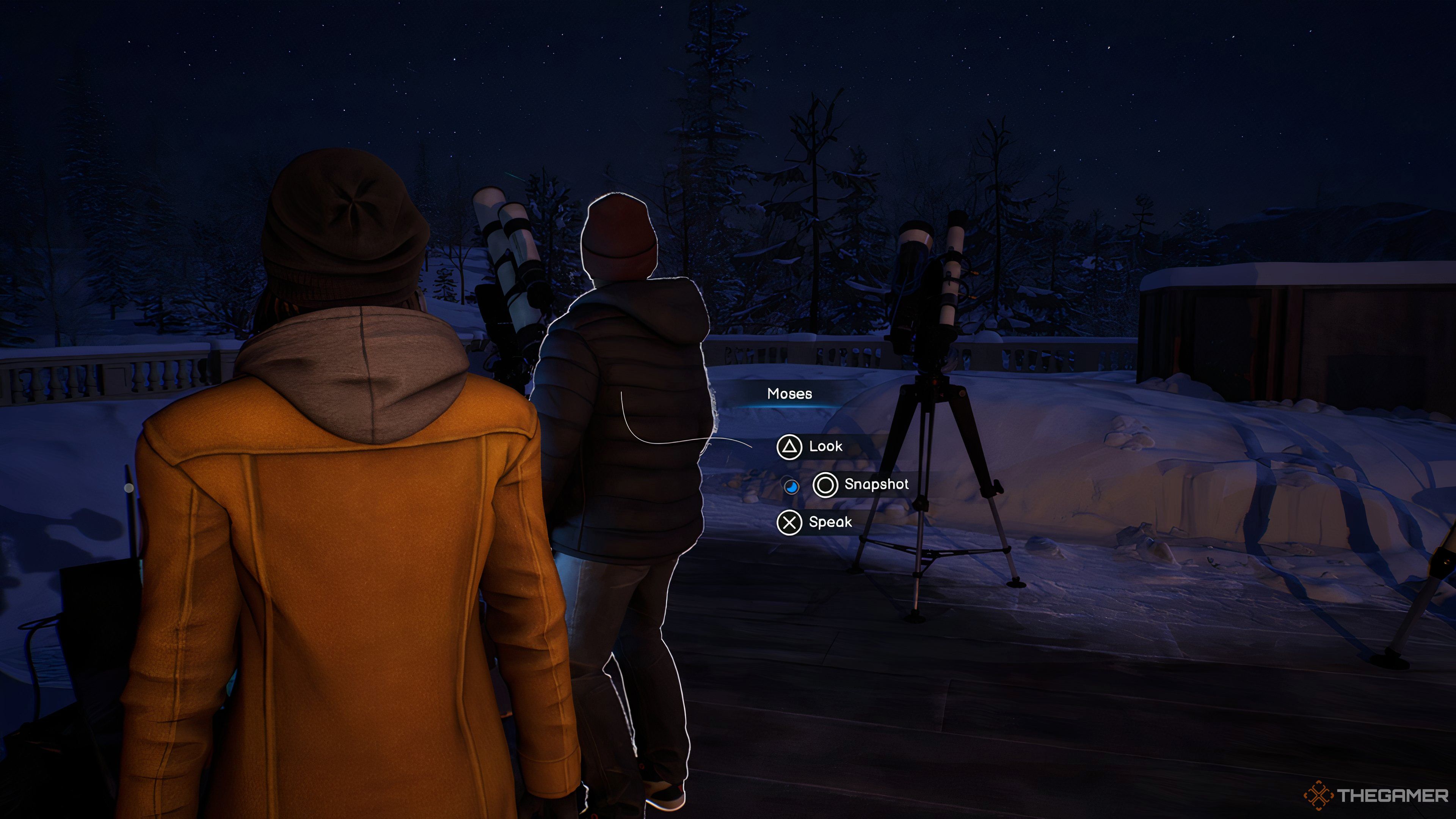 Standing With Moses And Telescopes About To Take Snapshot In Life Is Strange: Double Exposure.