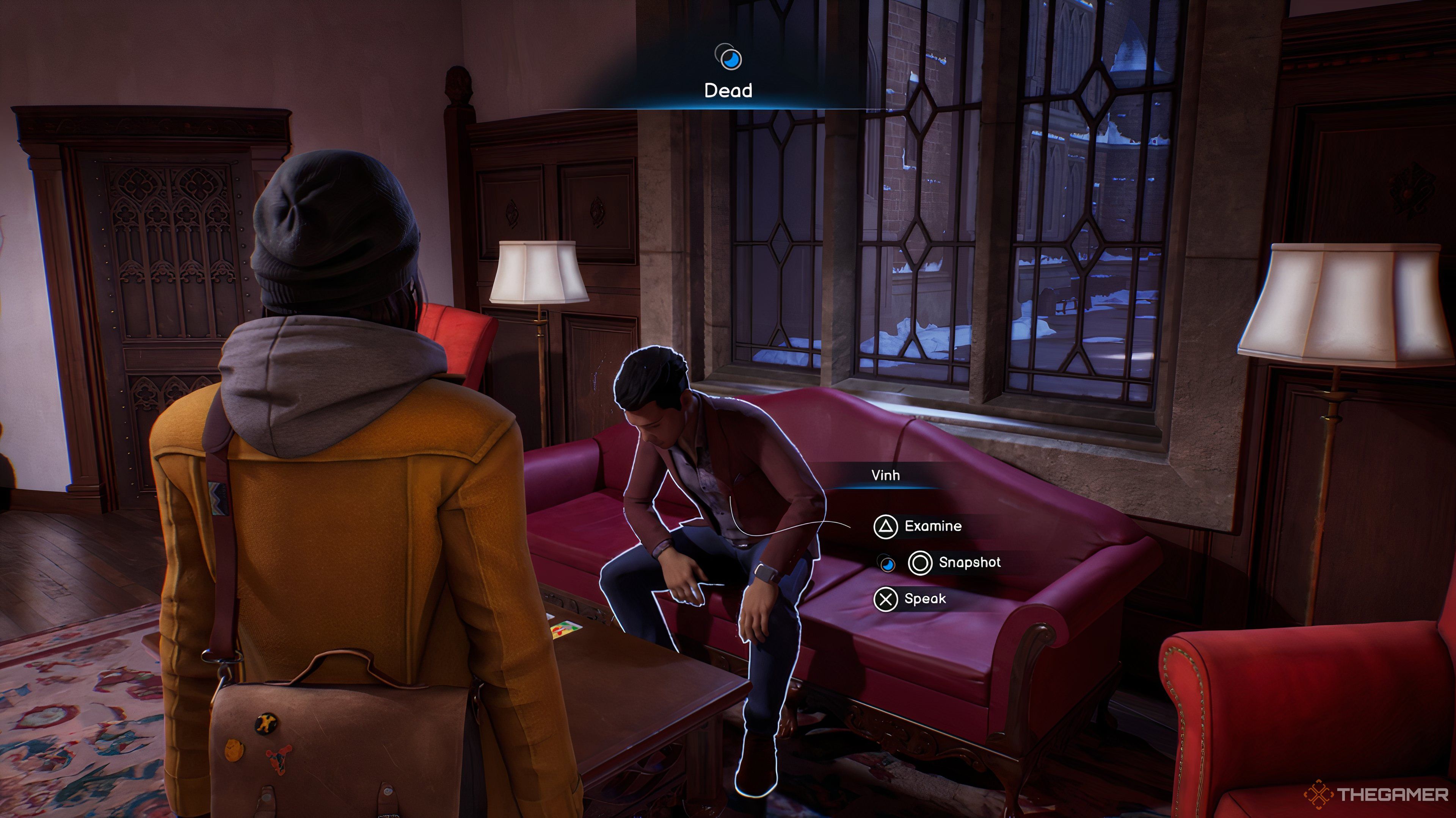 Taking Snapshot Of Dead World Vinh Sitting On Couch In Life Is Strange: Double Exposure.