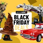 Lego sets on a yellow background with Black Friday deals badge