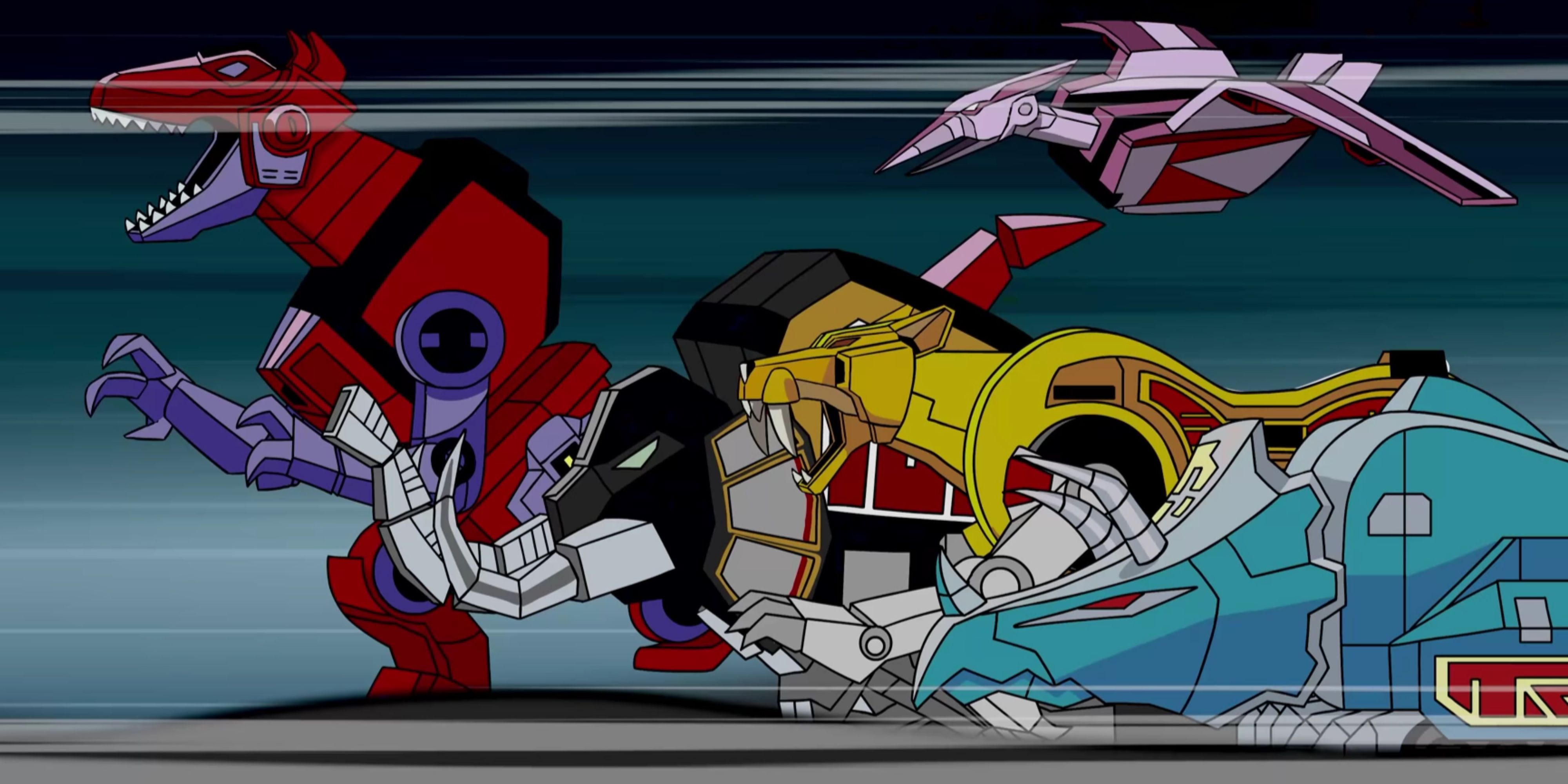 the zords from power rangers rita's rewind.