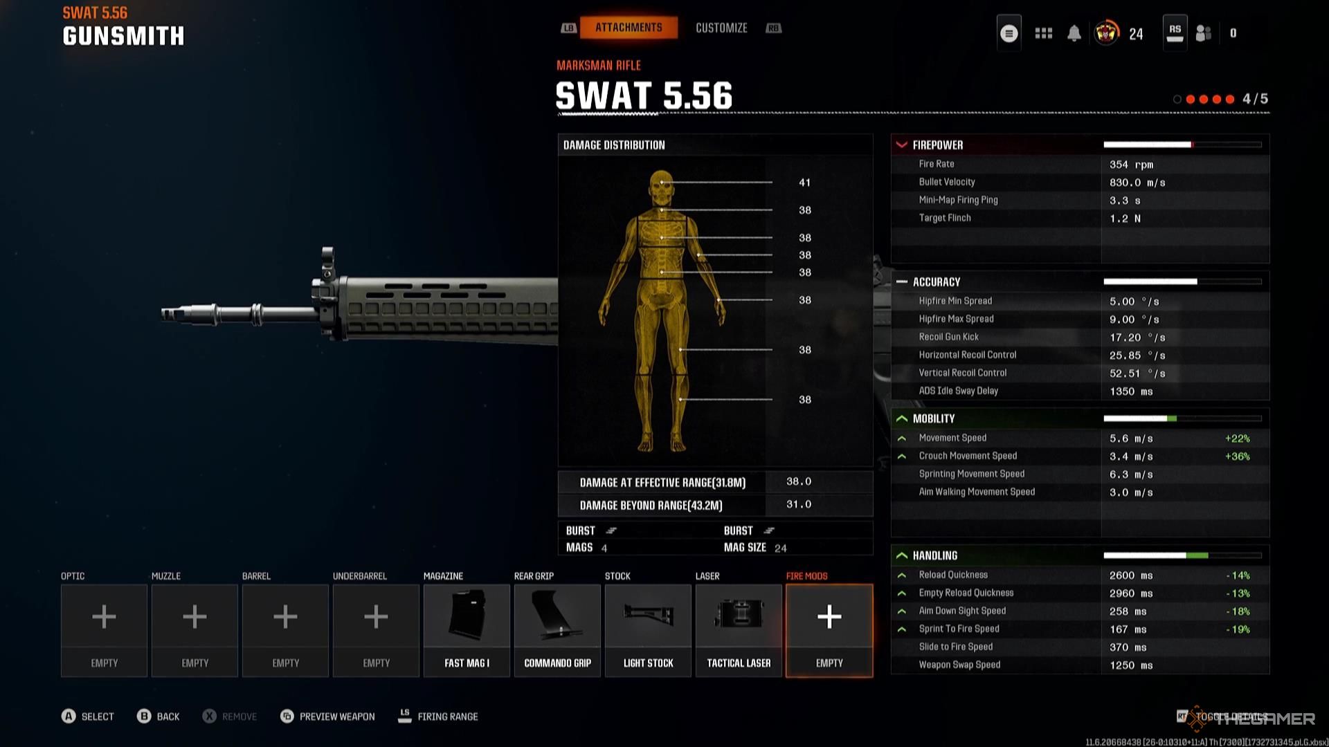 A SWAT 5.56 mobility-focused build in Call of Duty: Black Ops 6.