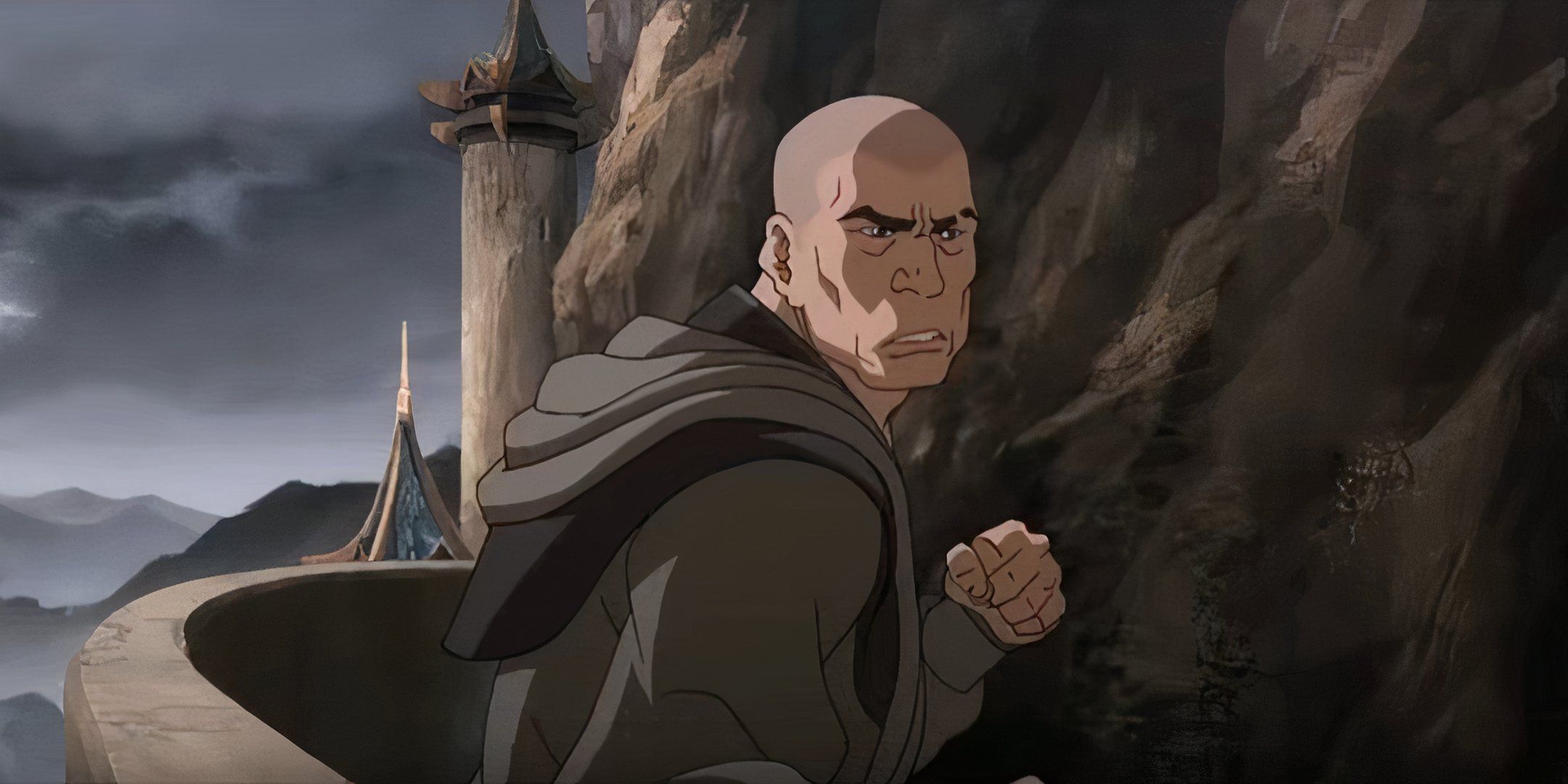 Zaheer fighting Tenzin in Avatar: The Legend of Korra.