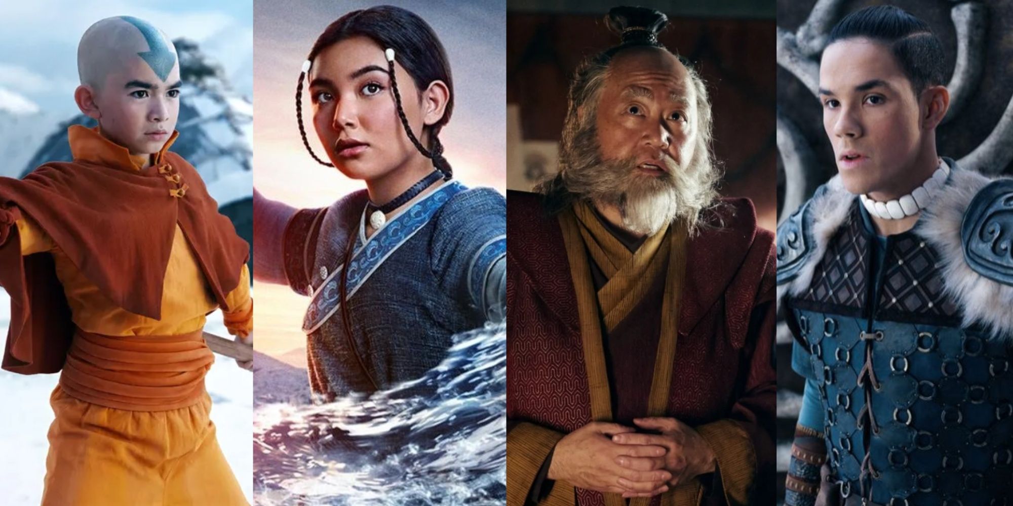 title image live action netflix characters aang katara uncle iroh sokka