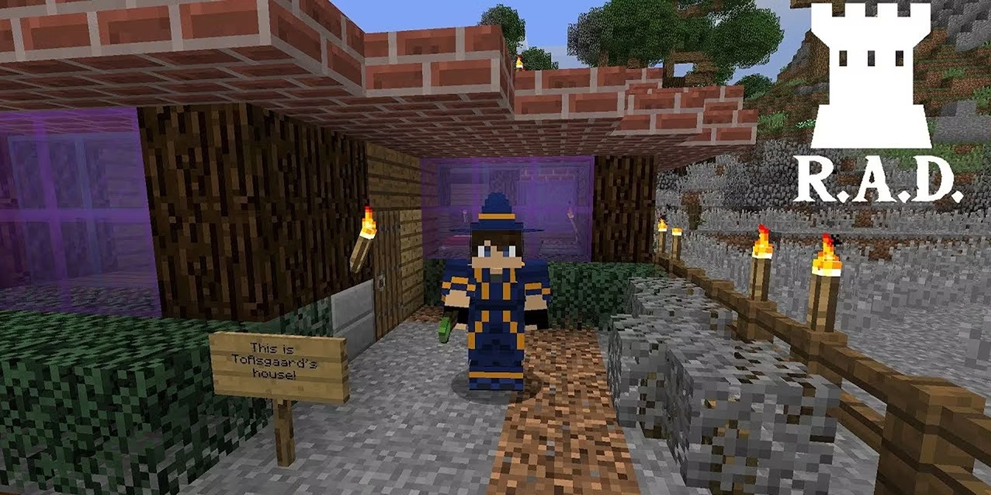 Minecraft Roguelike Adventures And Dungeons Modpack A Wizard In Front Of The House