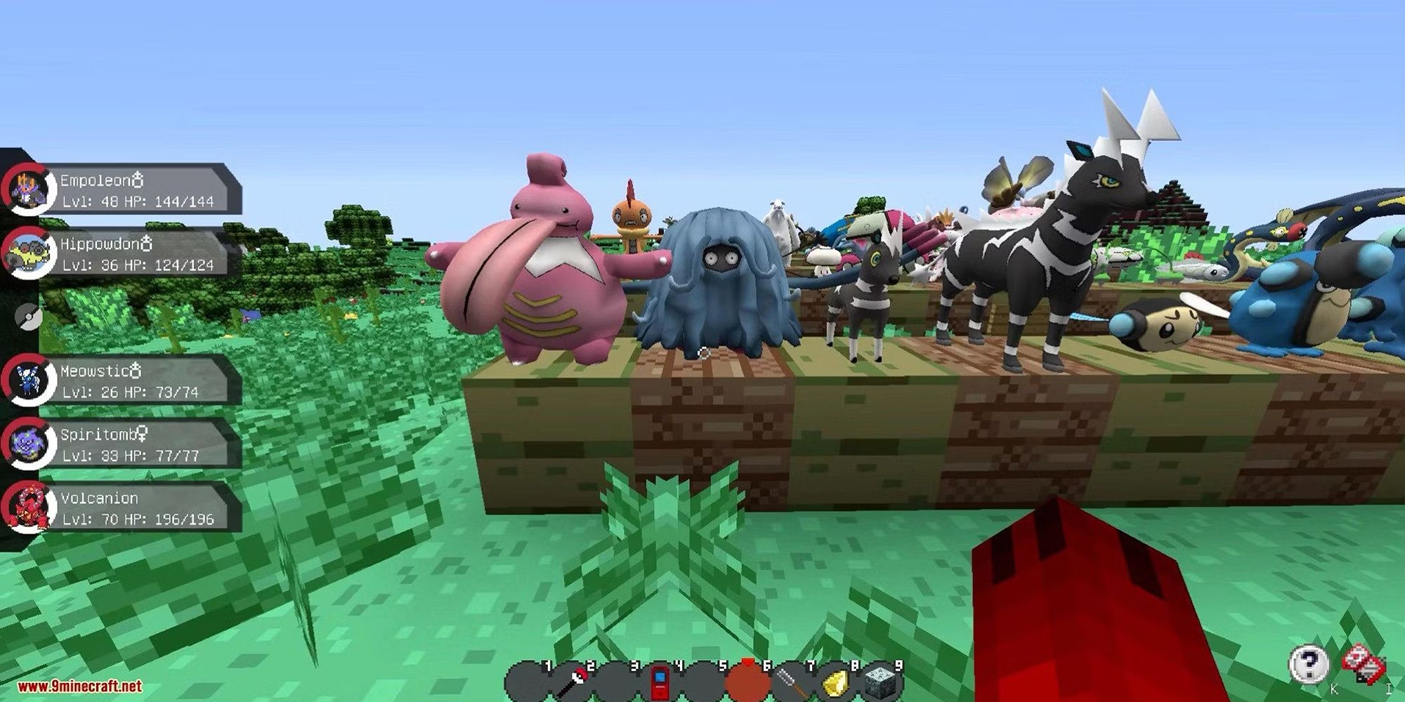 Minecraft Pixelmon Modpack Looking At Pokemon Lined Up