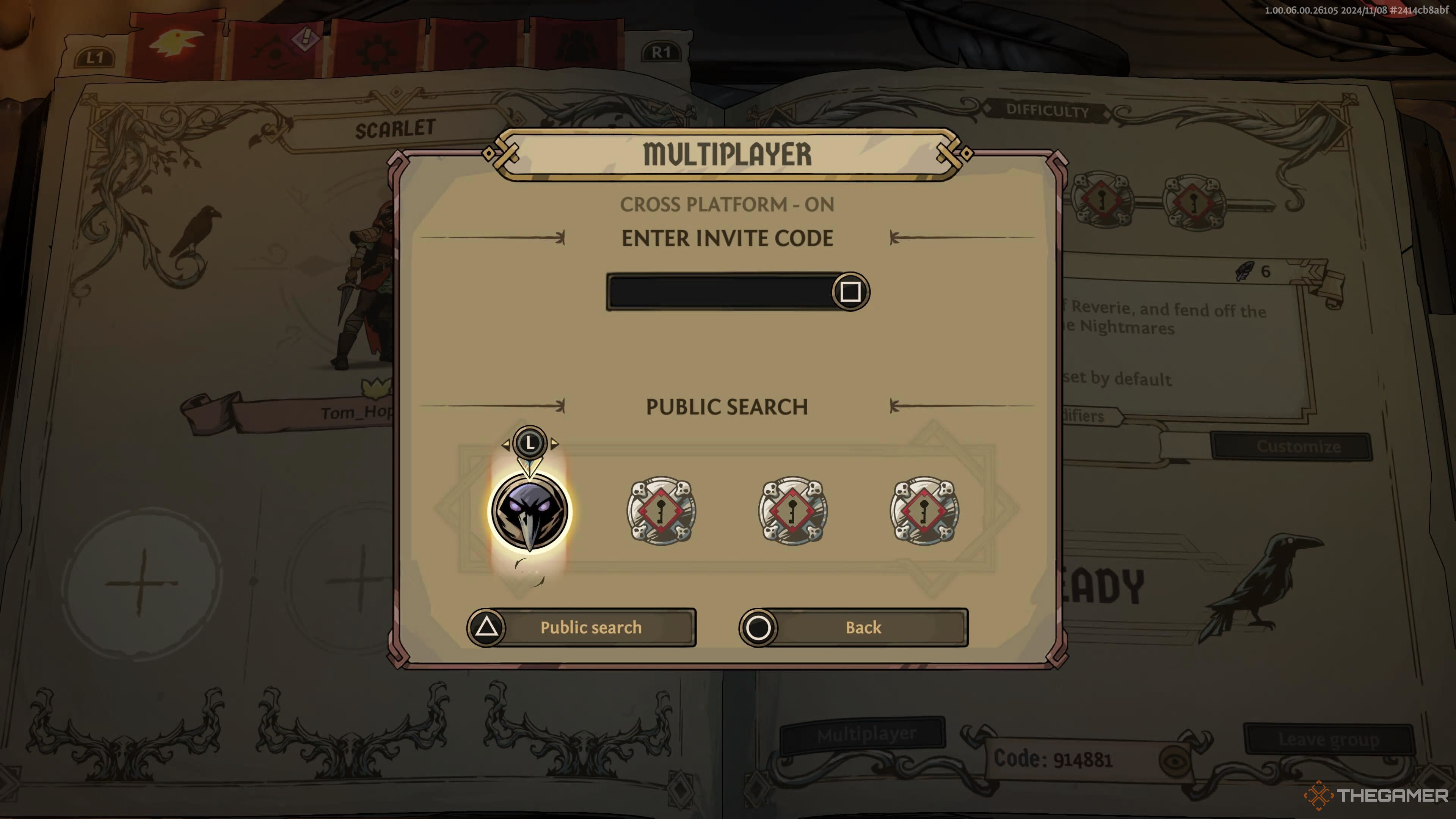 The public search screen for multiplayer in Ravenswatch.