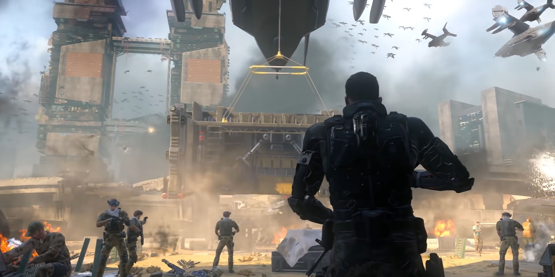 Screenshot showcasing a segment of the Black Ops 3 reveal trailer footage 