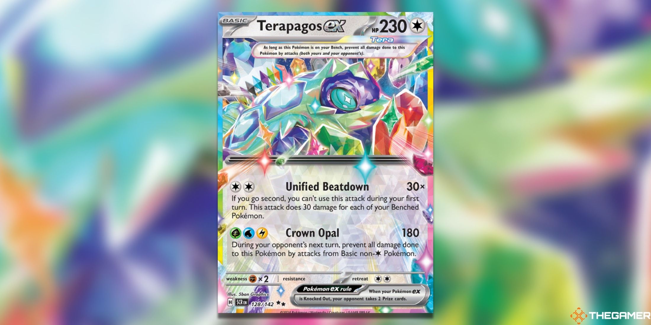 The Terapagos Double Rare from Stellar Crown in the Pokemon TCG.