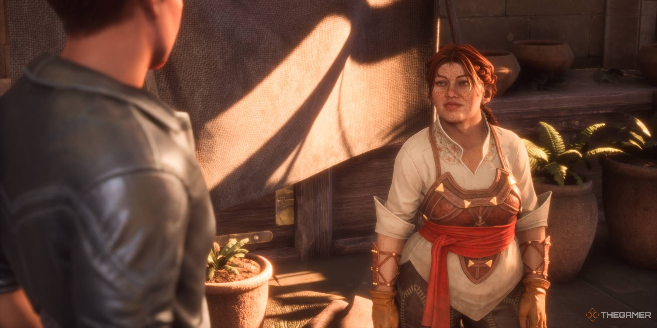 Rook talking to Scout Lace Harding at the Lighthouse in Dragon Age: The Veilguard.