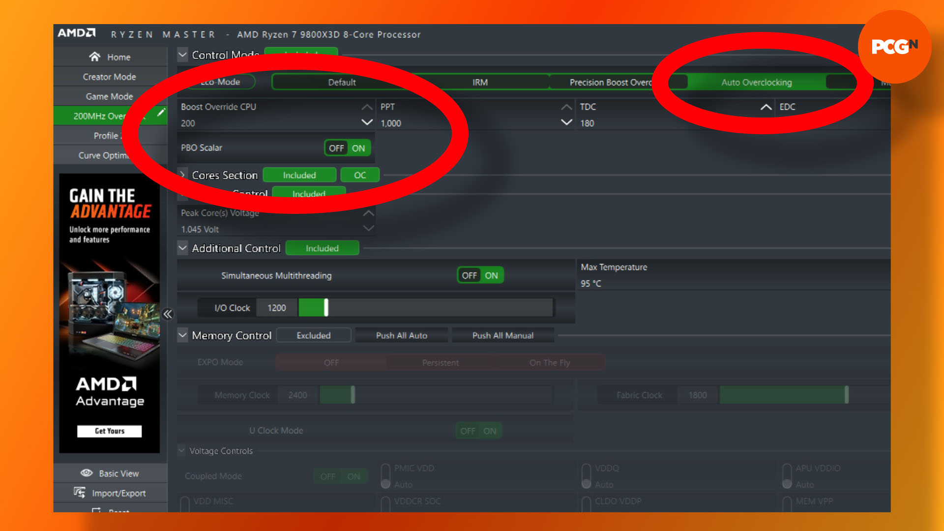 How to overclock the AMD Ryzen 7 9800X3D: Input boost override.