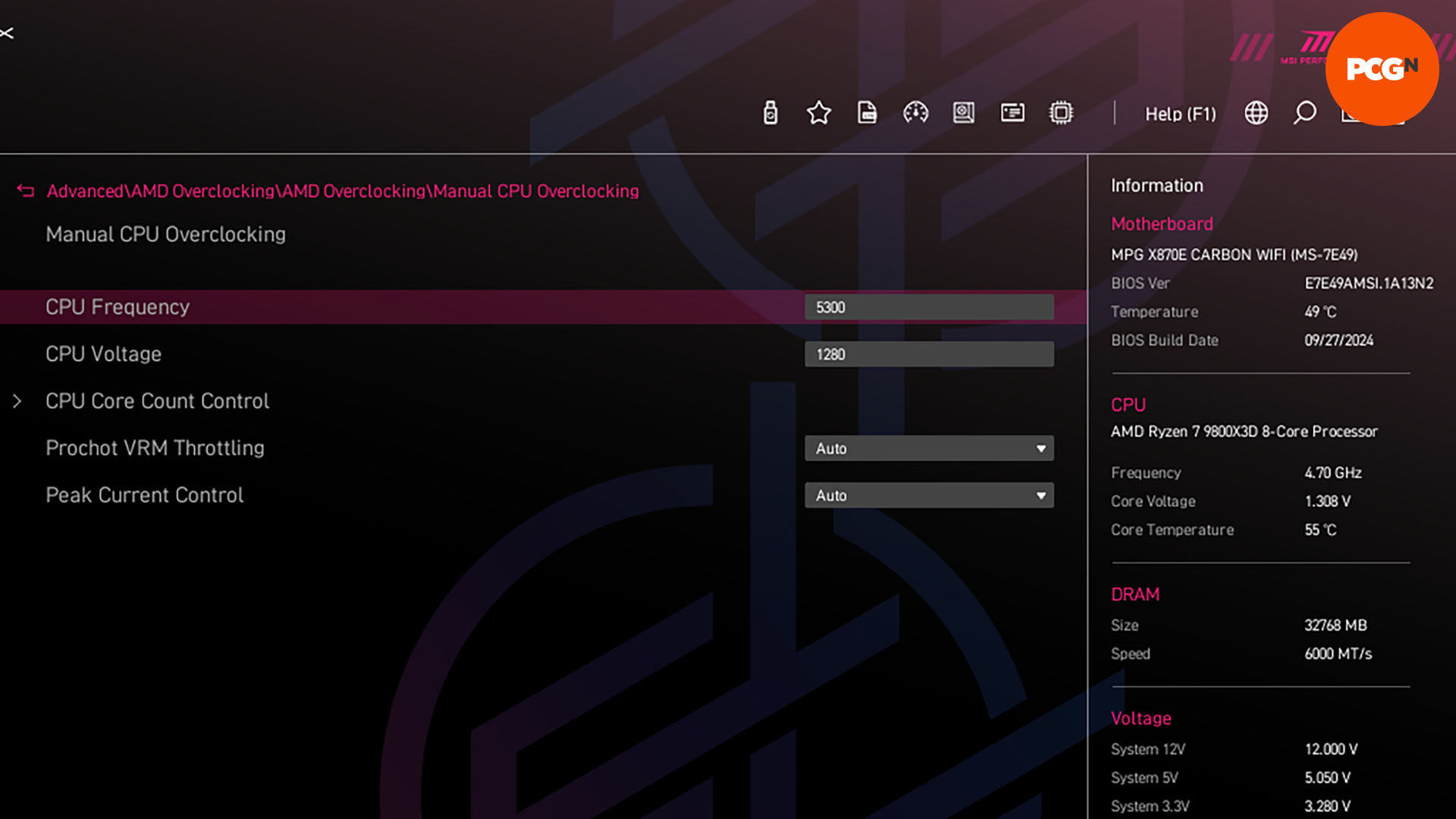 How to overclock the AMD Ryzen 7 9800X3D: Input your chosen clock speed into the EFI