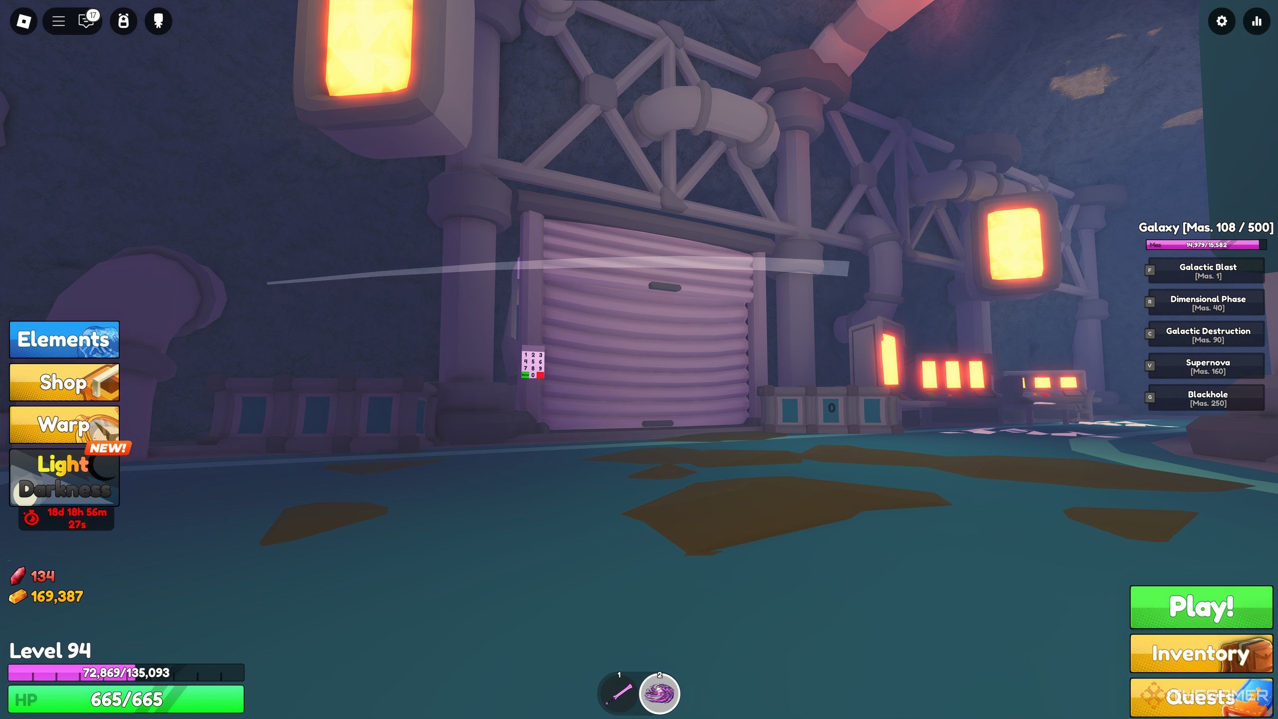 The first door of the laboratory in Roblox: Elemental Dungeons.