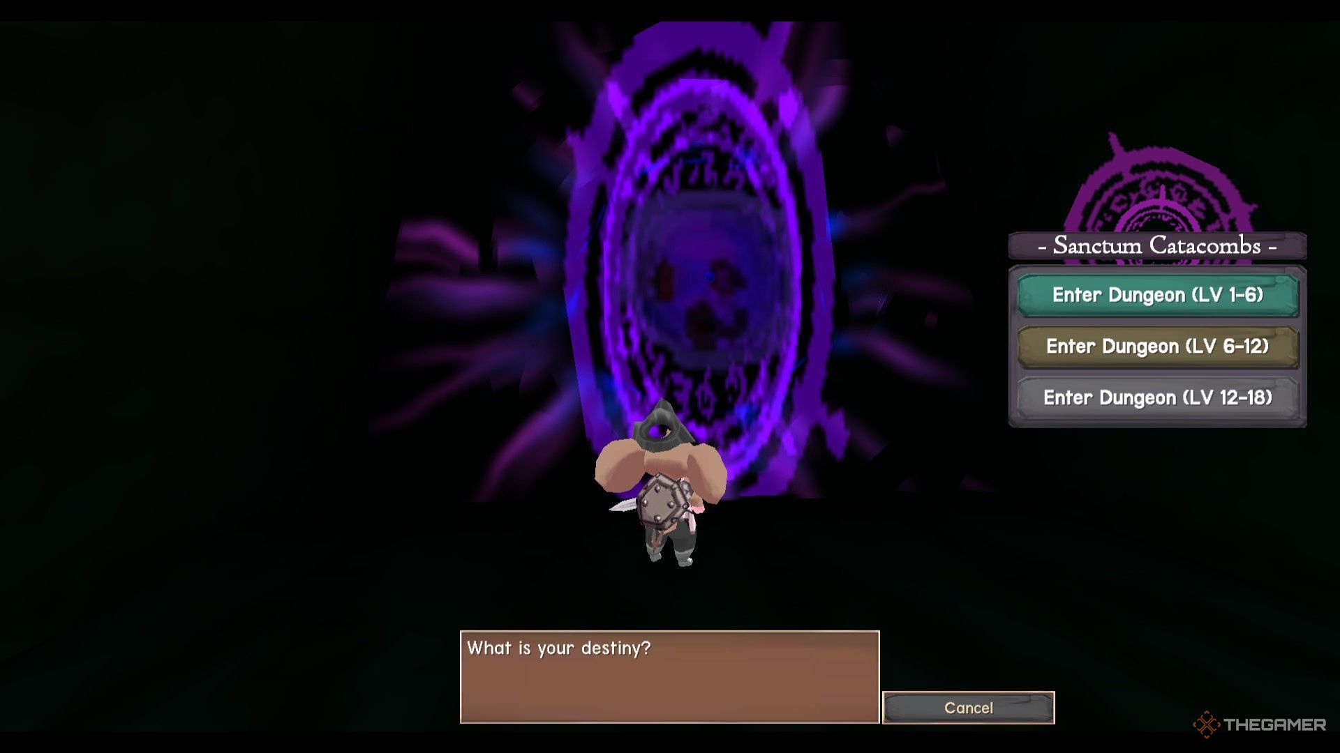 The image shows the level select menu inside Sanctum Catacombs in Atlyss.