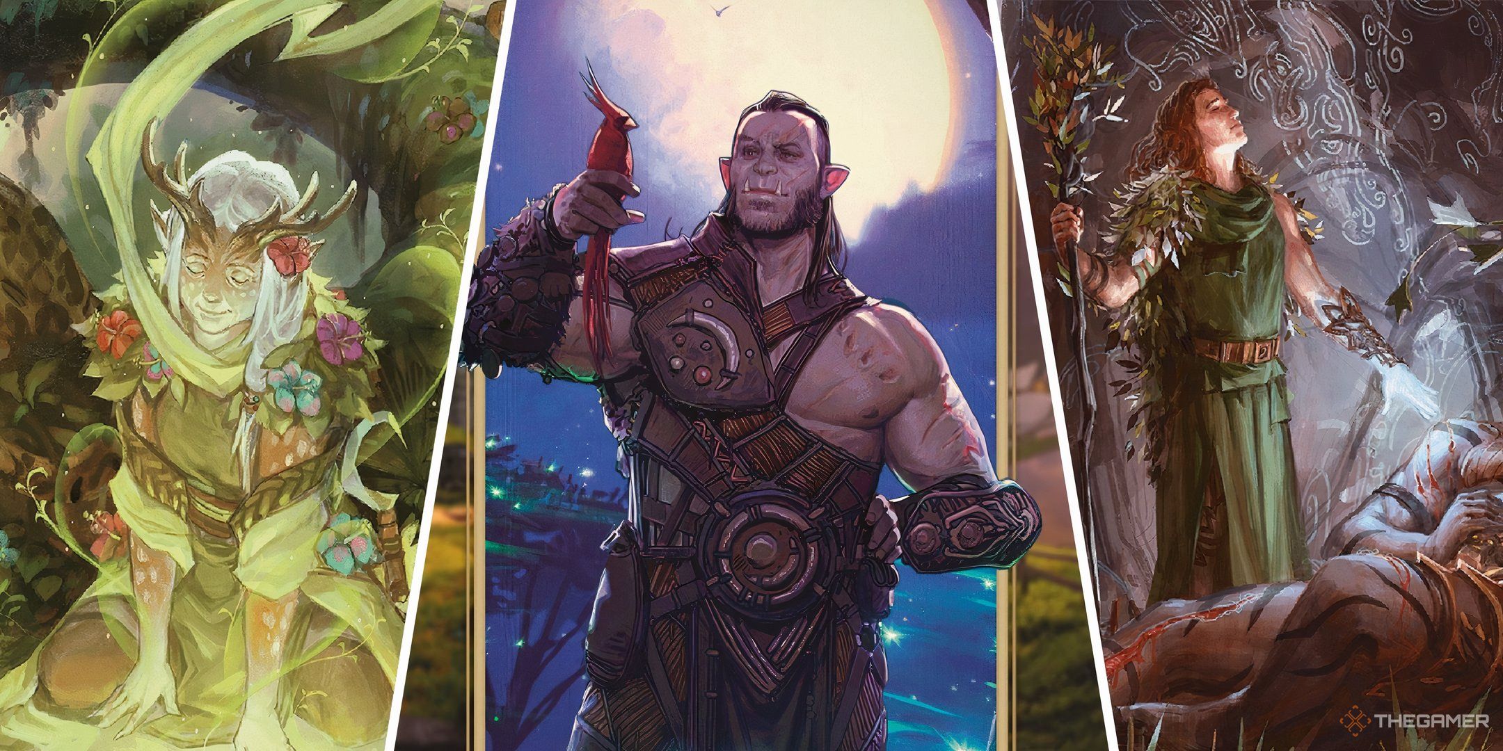 Dungeons & Dragons image showing three druids in a collage side by side. 