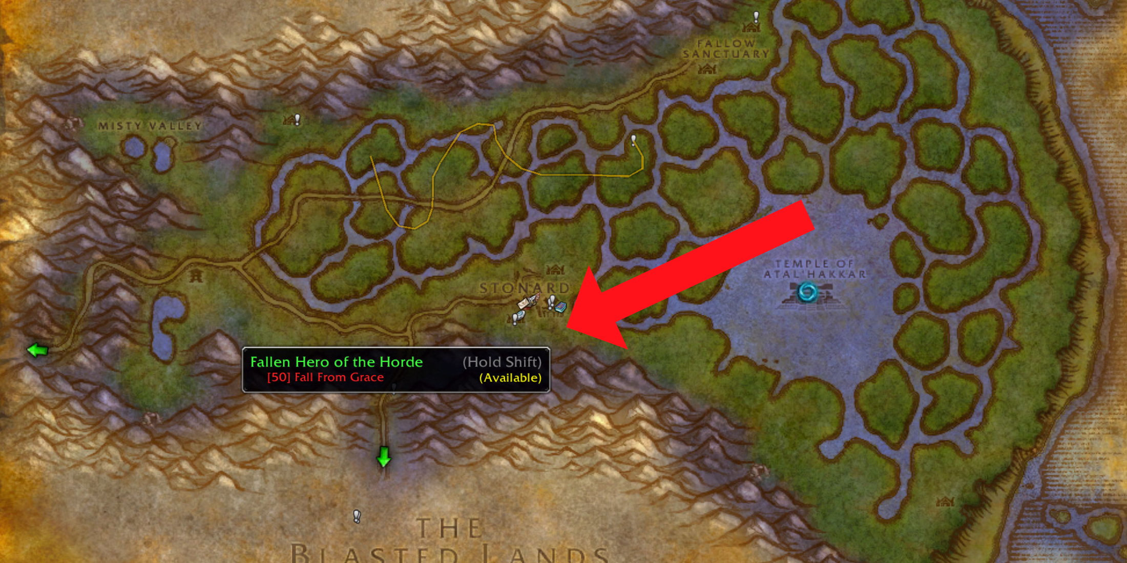 WoW Classic Best Horde Quests Fallen Hero Of The Horde Swamp of Sorrows