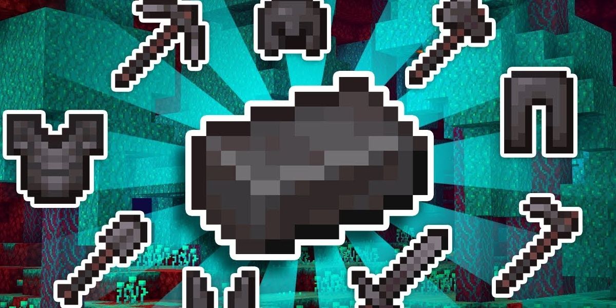 Netherite Armor Tools Scraps Ancient Debris Minecraft, green background