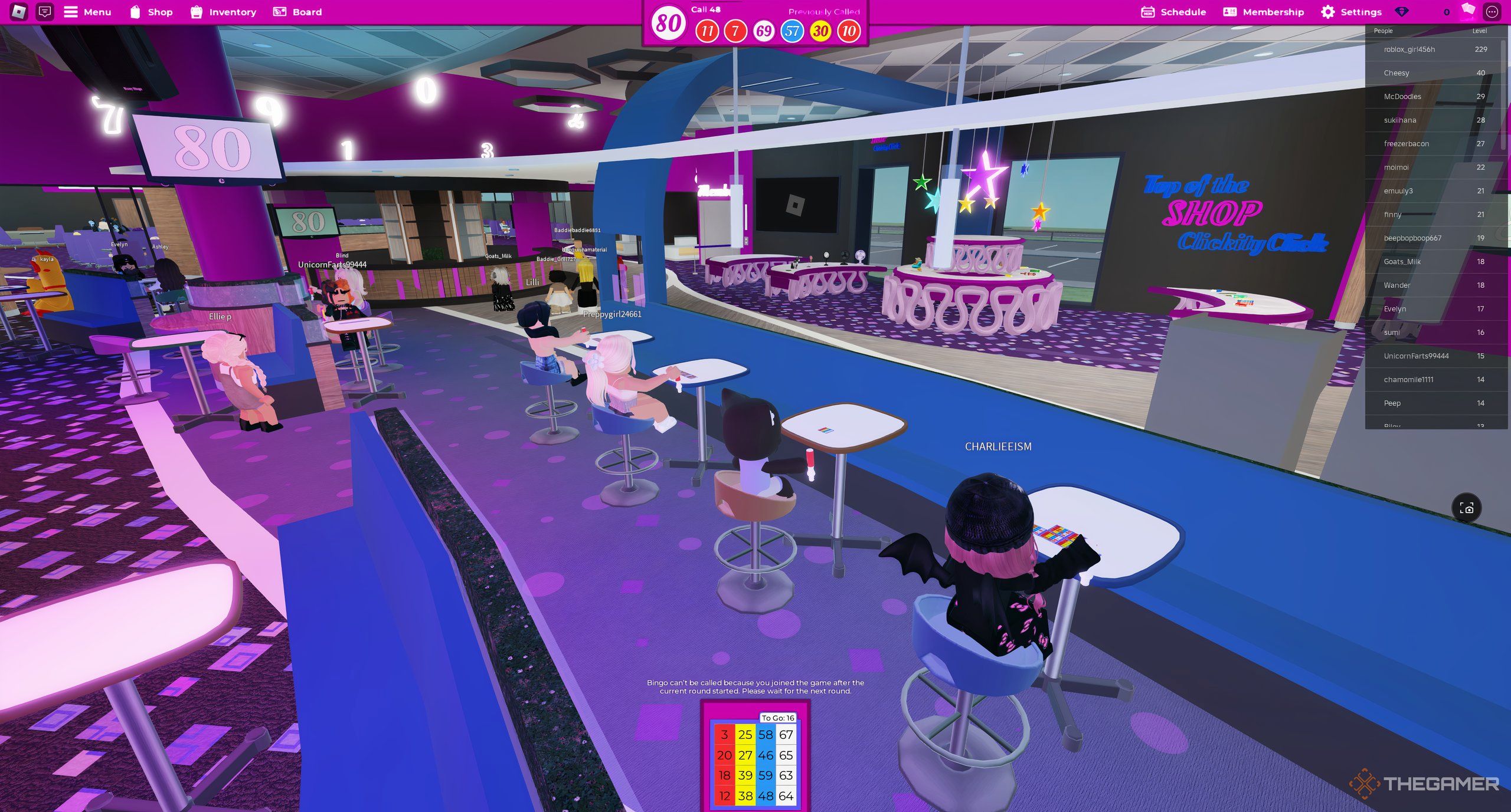 A player playing Bloxy Bingo in Roblox while sitting in a booth. 