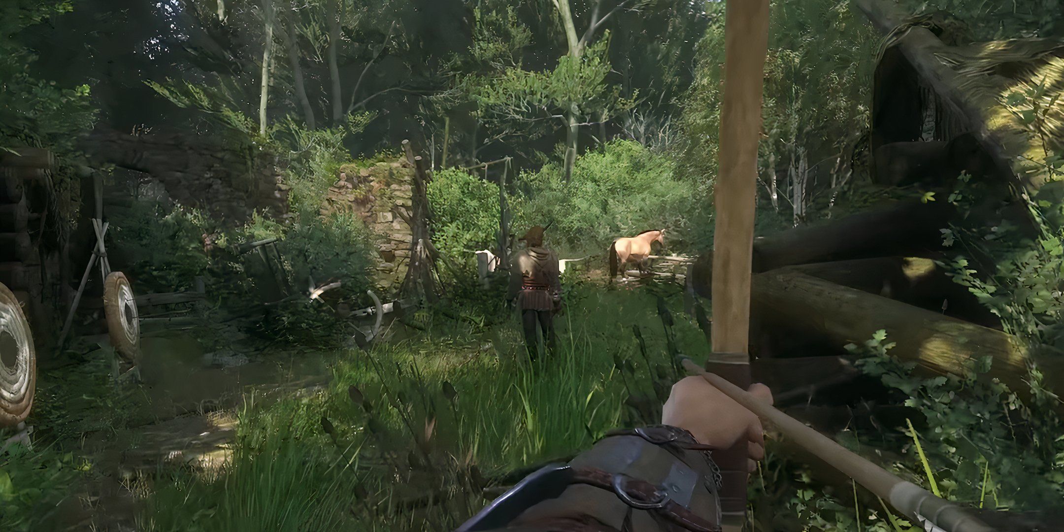 Kingdom Come Deliverance - players about to shoot an arrow from behind