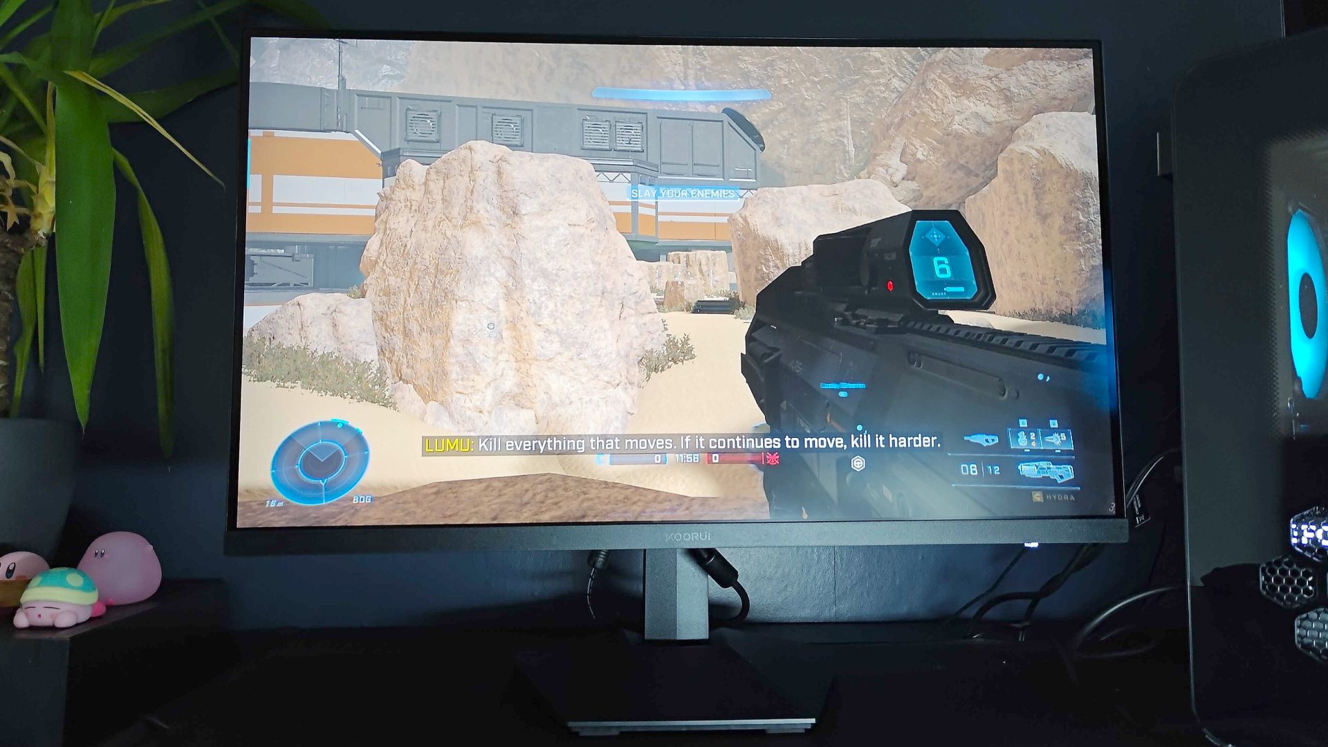 KOORUI GNO2 with Halo Infinite gameplay on screen