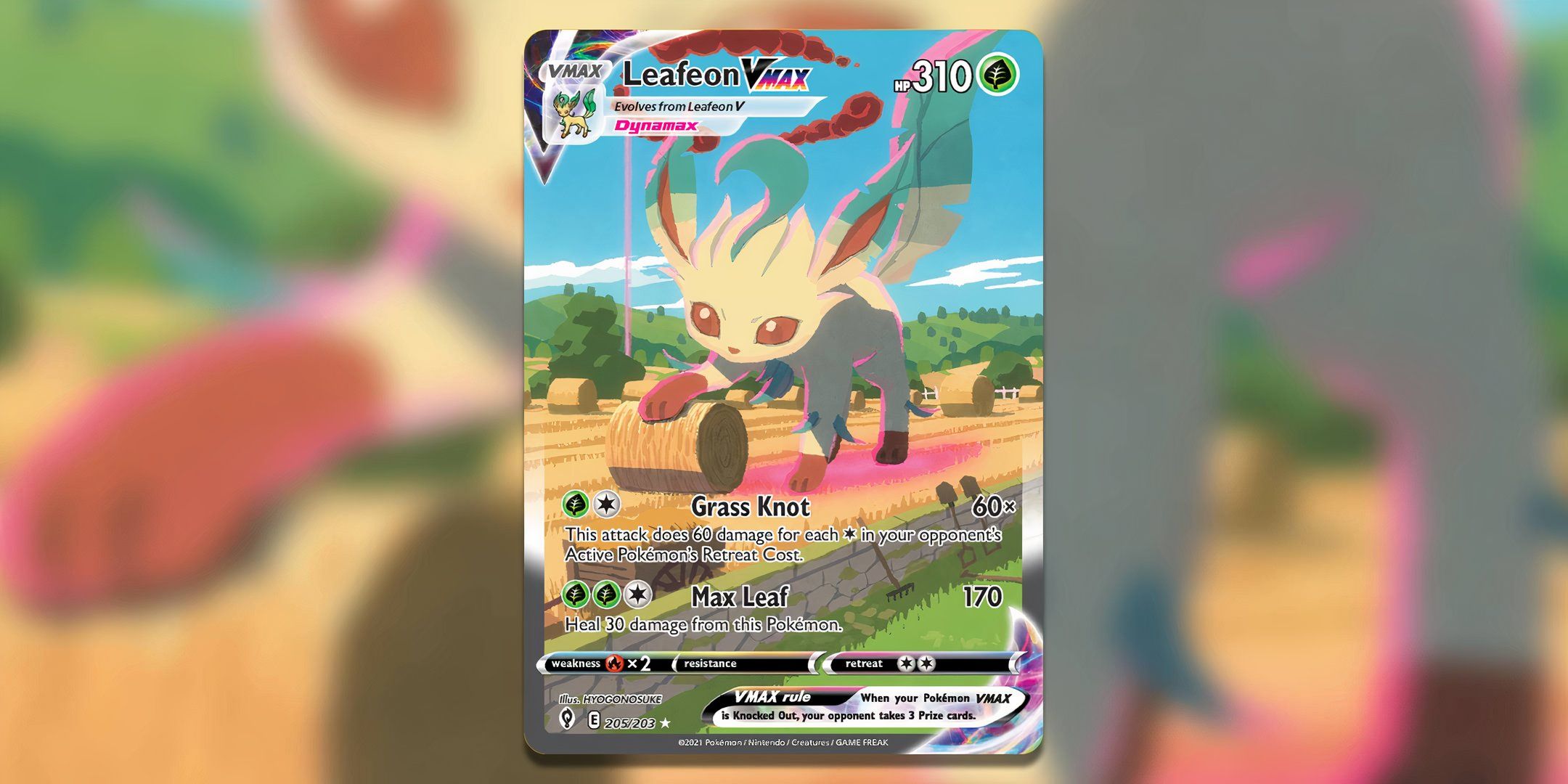 The Leafeon VMAX Alt Art Secret from Evolving Skies in the Pokemon TCG.